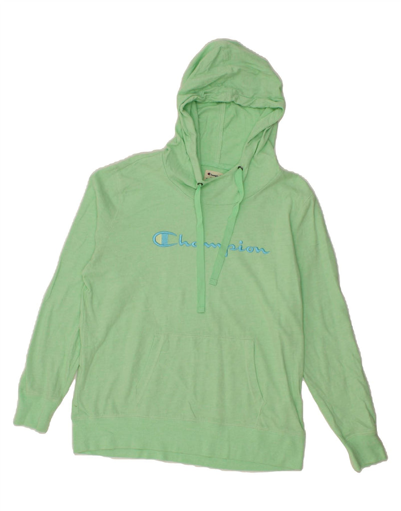 CHAMPION Womens Graphic Hoodie Jumper UK 16 Large Green Cotton Vintage Champion and Second-Hand Champion from Messina Hembry 