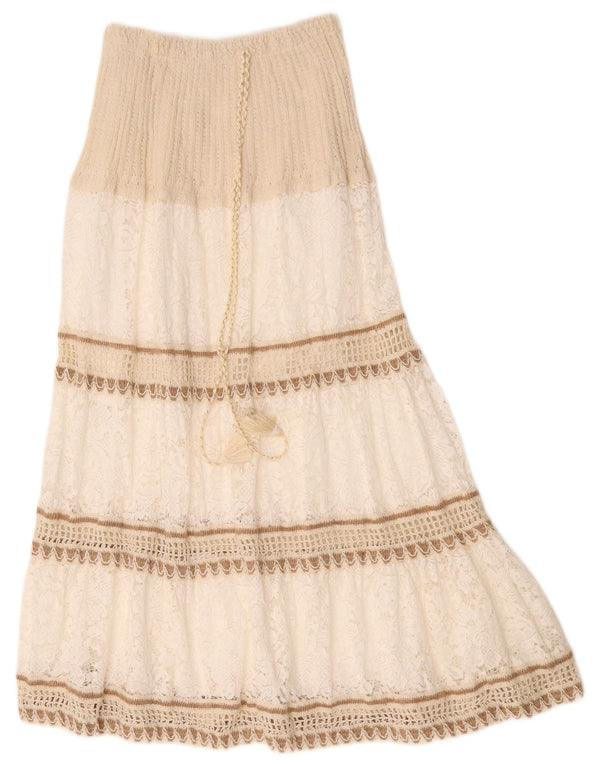 Vintage Womens Maxi Tiered Skirt W26 Small White Striped