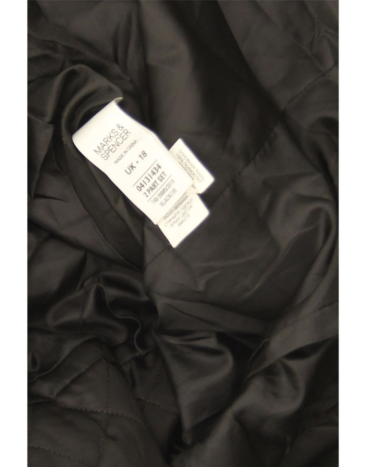 Marks & Spencer Womens Quilted Overcoat UK 18 XL Black Polyester