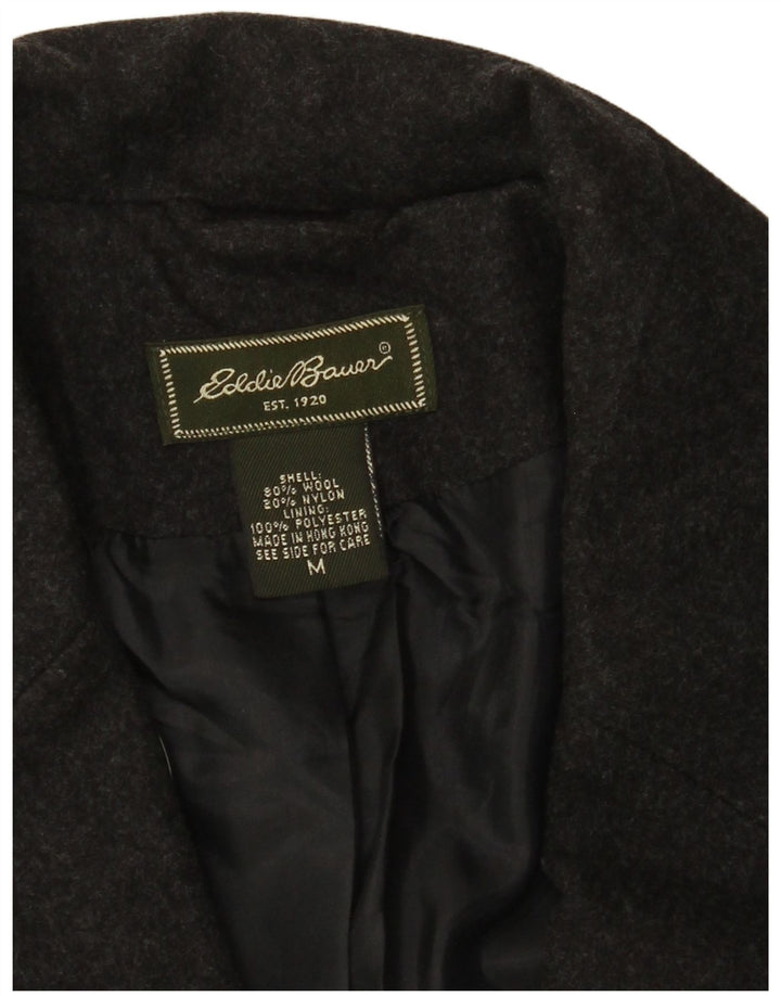 EDDIE BAUER Womens 3 Button Blazer Jacket UK 14 Medium Grey Wool