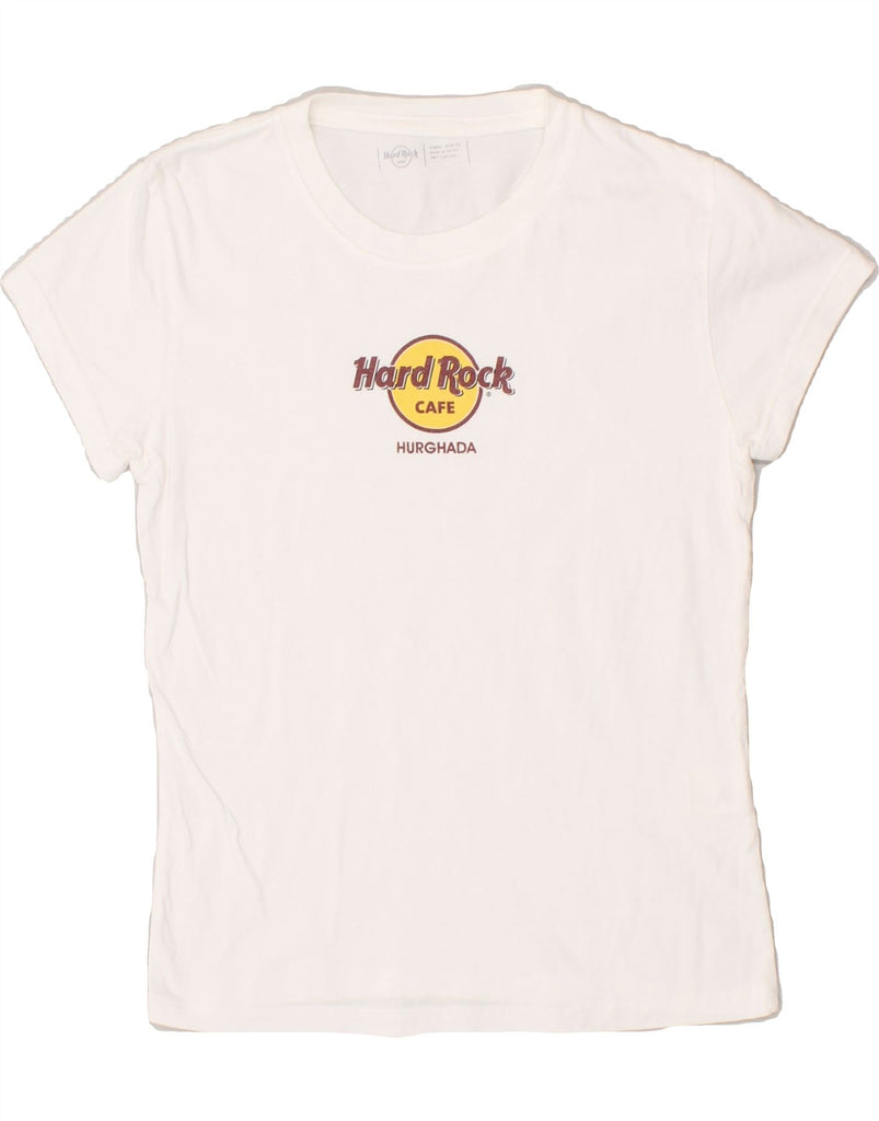 HARD ROCK CAFE Womens Hurghada Graphic T-Shirt Top UK 14 Large White Vintage Hard Rock Cafe and Second-Hand Hard Rock Cafe from Messina Hembry 