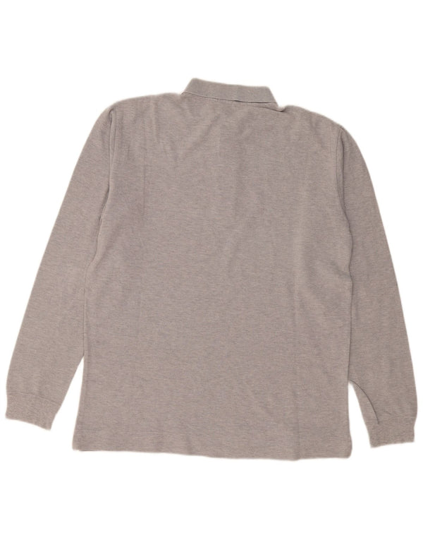 BENETTON Mens Long Sleeve Polo Shirt Medium Grey Flecked