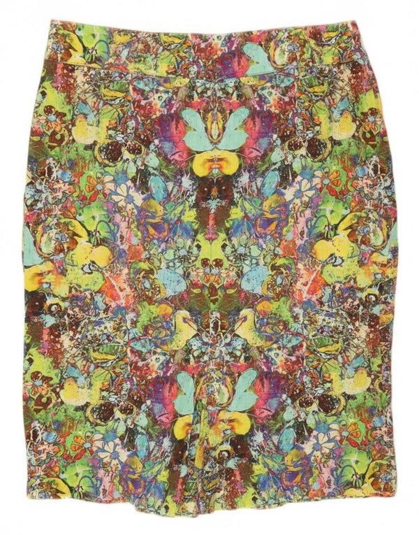 Vintage Womens High Waist Pencil Skirt IT 48 XL W32 Multicoloured Floral