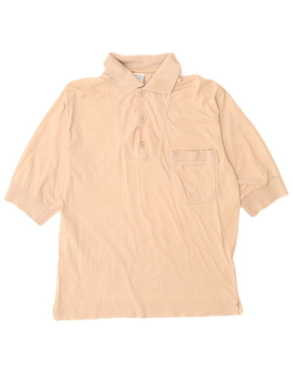 BENETTON Mens Polo Shirt Medium Beige Cotton