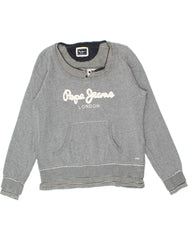 PEPE JEANS Womens Sweatshirt Jumper UK 14 Medium Grey Cotton