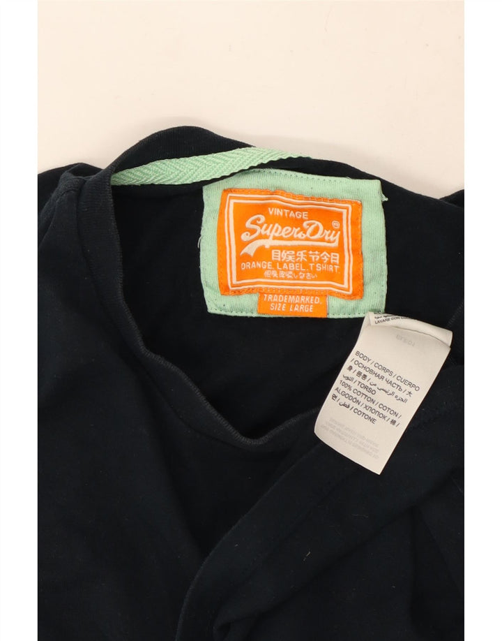 Superdry Mens T-Shirt Top Large Navy Blue Cotton