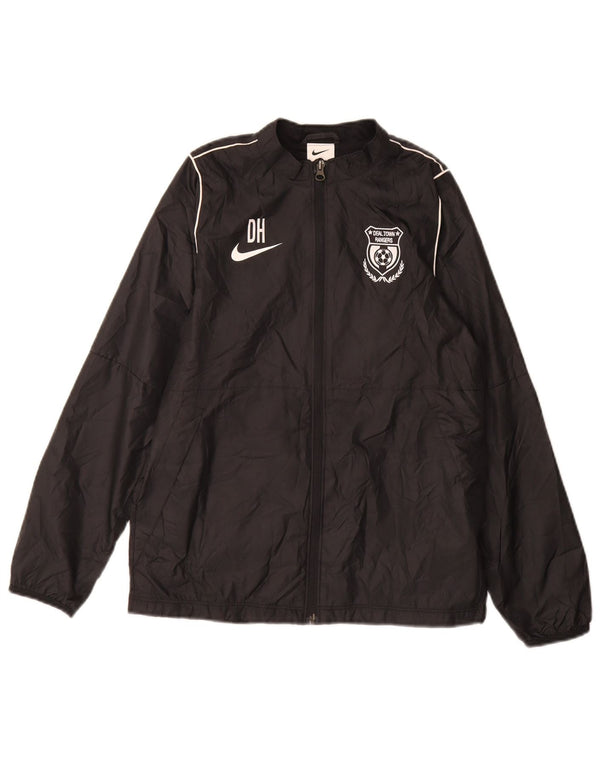 Nike Boys Graphic Rain Jacket 12-13 Years Large Black Polyester