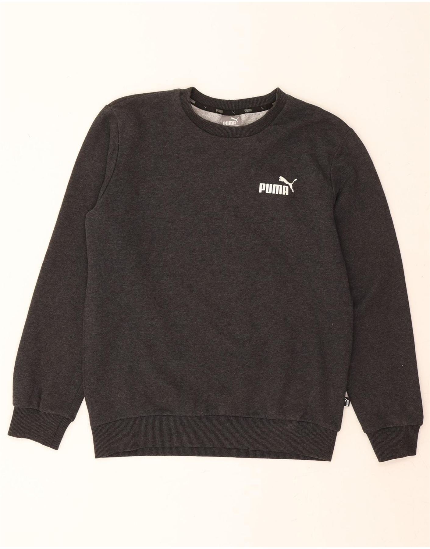 PUMA Mens Sweatshirt Jumper Small Grey Cotton Vintage Second