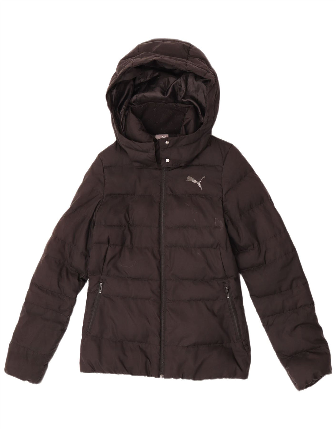 Puma Womens Hooded Padded Jacket UK 8 Small Black Polyester