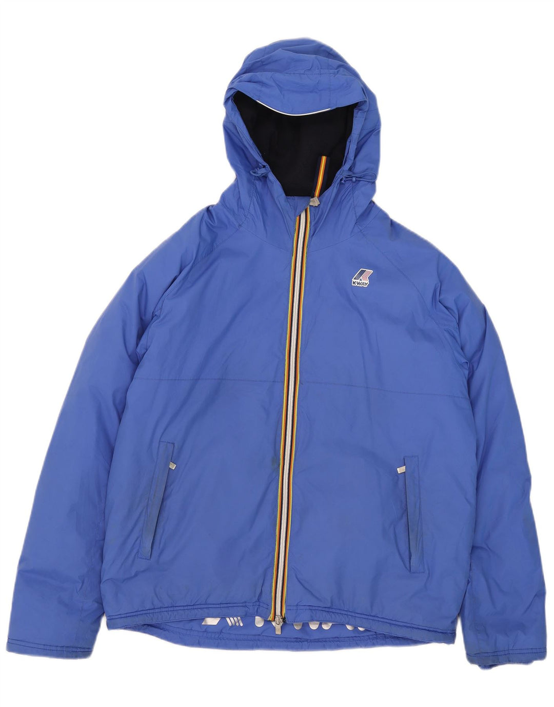 K-Way Mens Hooded Windbreaker Jacket UK 40 Large Blue Polyamide