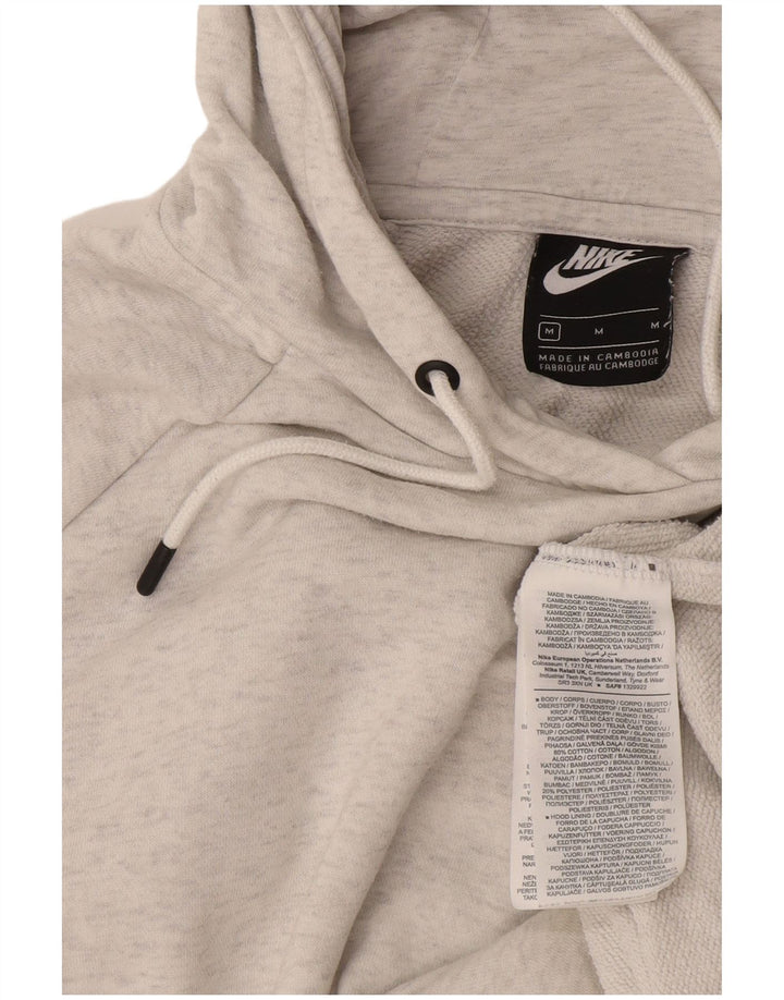Nike Womens Hoodie Jumper UK 14 Medium Grey Cotton