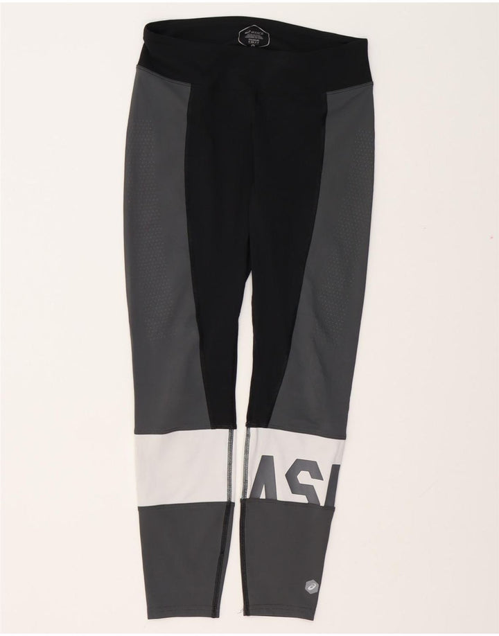 ASICS Womens Graphic Leggings UK 10 Small  Grey Colourblock