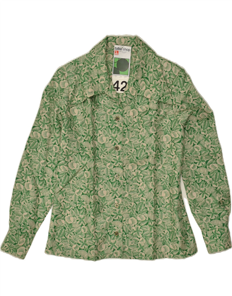 VINTAGE Womens Shirt IT 42 Medium Green Floral Polyester | Vintage Vintage | Thrift | Second-Hand Vintage | Used Clothing | Messina Hembry 
