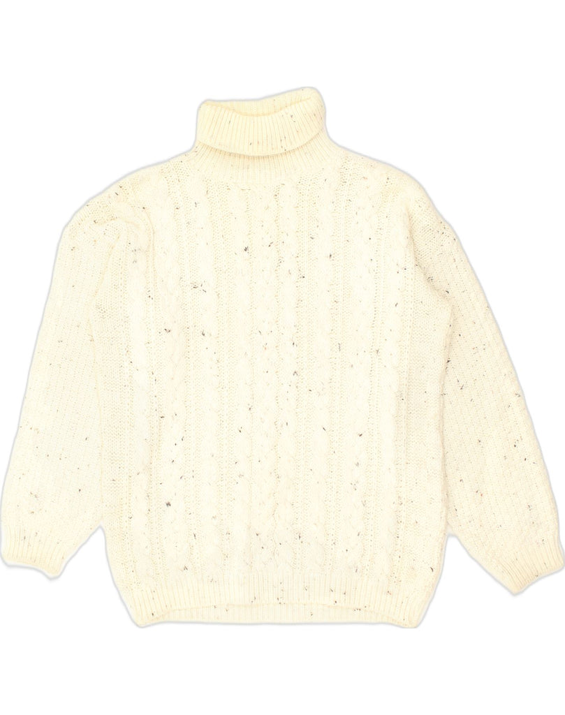 VINTAGE Womens Roll Neck Jumper Sweater UK 18 XL White Flecked Acrylic | Vintage Vintage | Thrift | Second-Hand Vintage | Used Clothing | Messina Hembry 