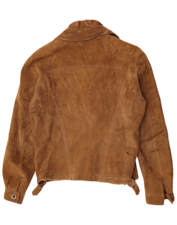 Vintage Mens Suede Jacket IT 48 Medium Beige