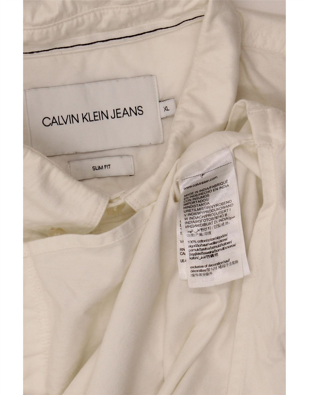CALVIN KLEIN JEANS Mens Slim Fit Shirt XL White Cotton