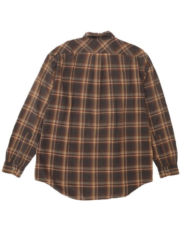 Marlboro Classics Mens Flannel Shirt XL Brown Plaid Cotton