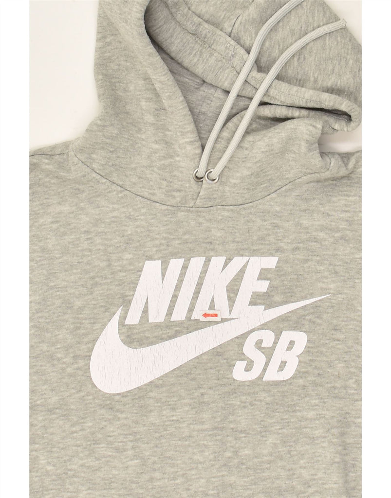 NIKE Womens Graphic Hoodie Jumper UK 10 Small Grey Cotton | Vintage Nike | Thrift | Second-Hand Nike | Used Clothing | Messina Hembry 