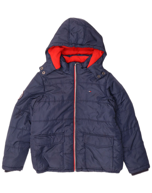 Tommy Hilfiger Boys Hooded Padded Jacket 14-15 Years Large Navy Blue