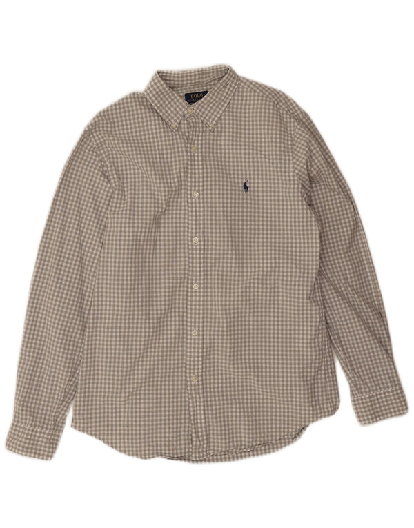 Polo Ralph Lauren Mens Custom Fit Shirt Large Grey Gingham Cotton
