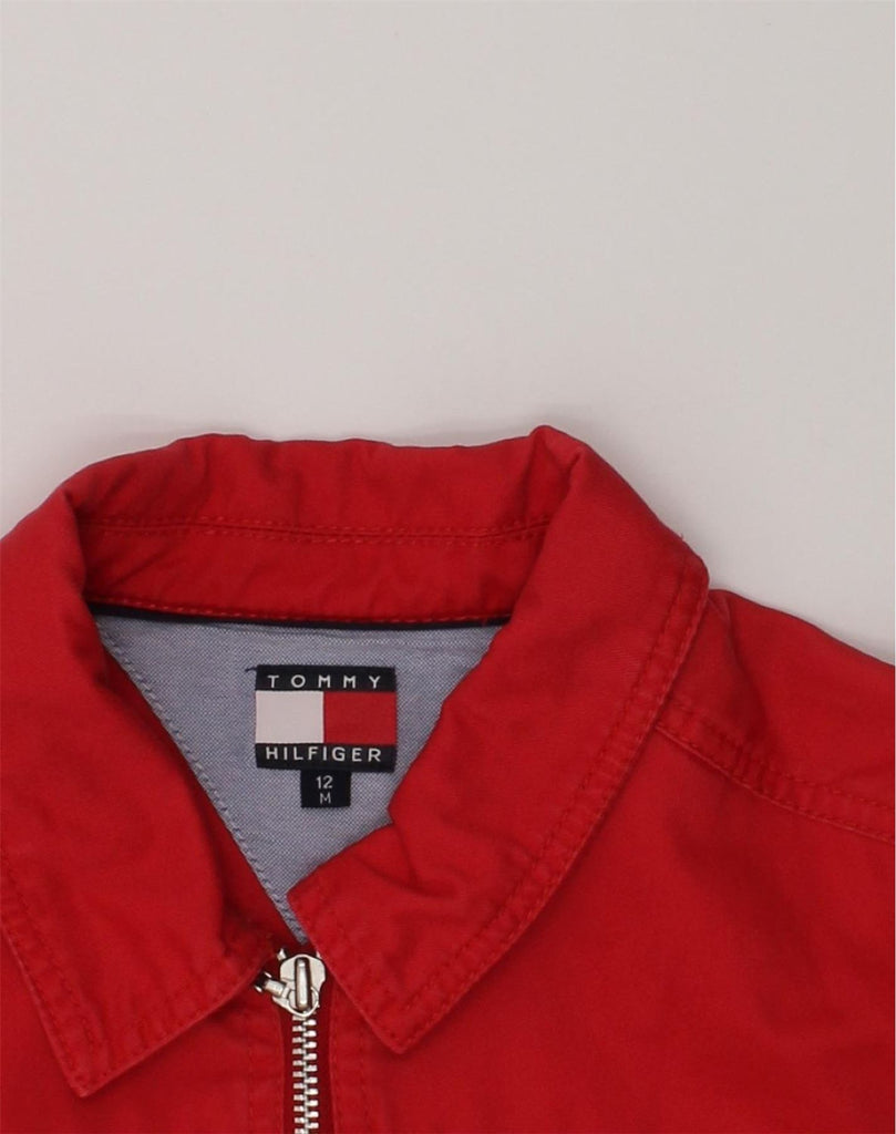 TOMMY HILFIGER Boys Bomber Jacket 11-12 Years Medium Red Cotton | Vintage Tommy Hilfiger | Thrift | Second-Hand Tommy Hilfiger | Used Clothing | Messina Hembry 