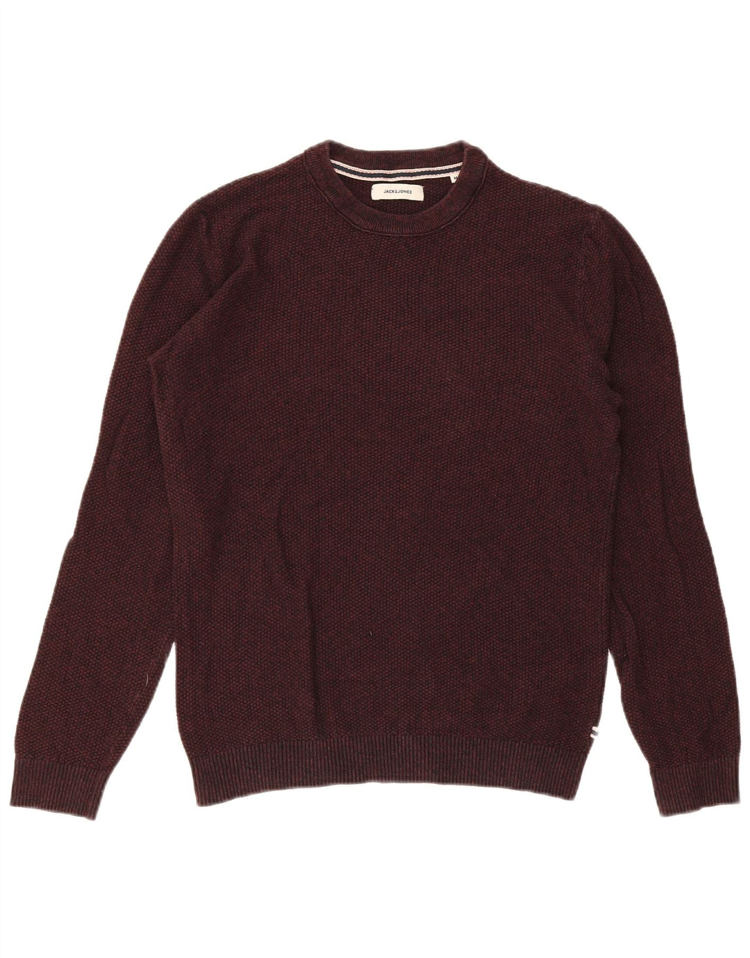 Jack & Jones Mens Crew Neck Jumper Sweater Medium Burgundy Cotton
