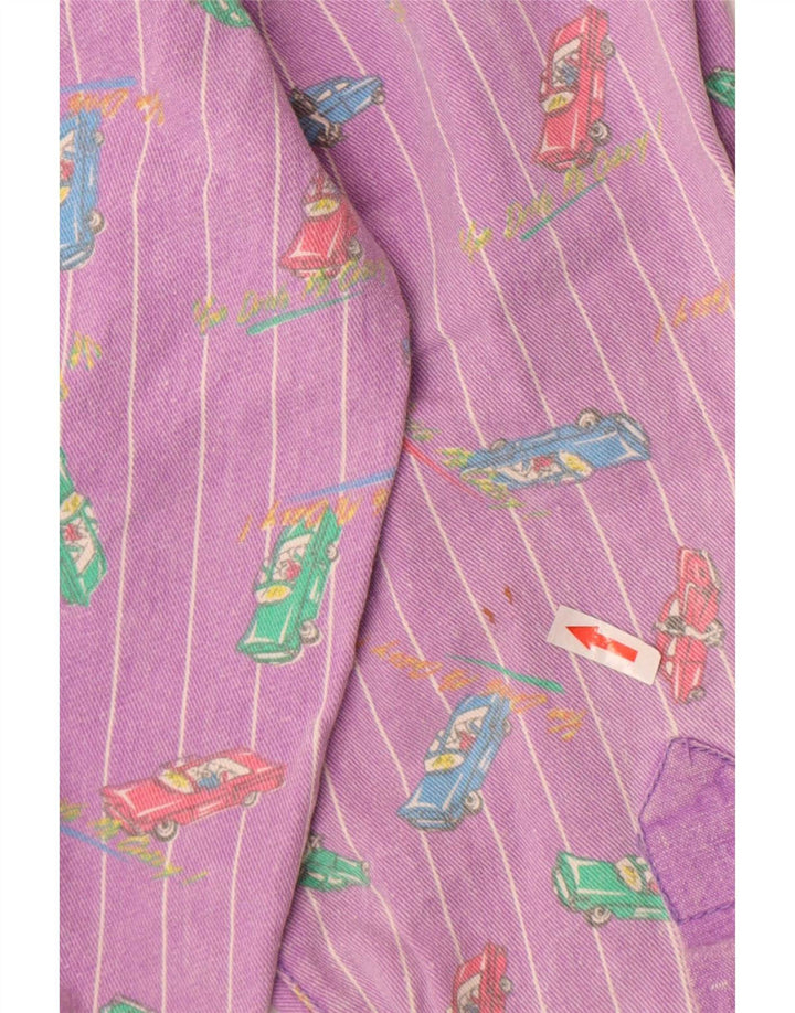 Tintoretto Womens Abstract Pattern Denim Jacket EU 42 Large Purple Retro