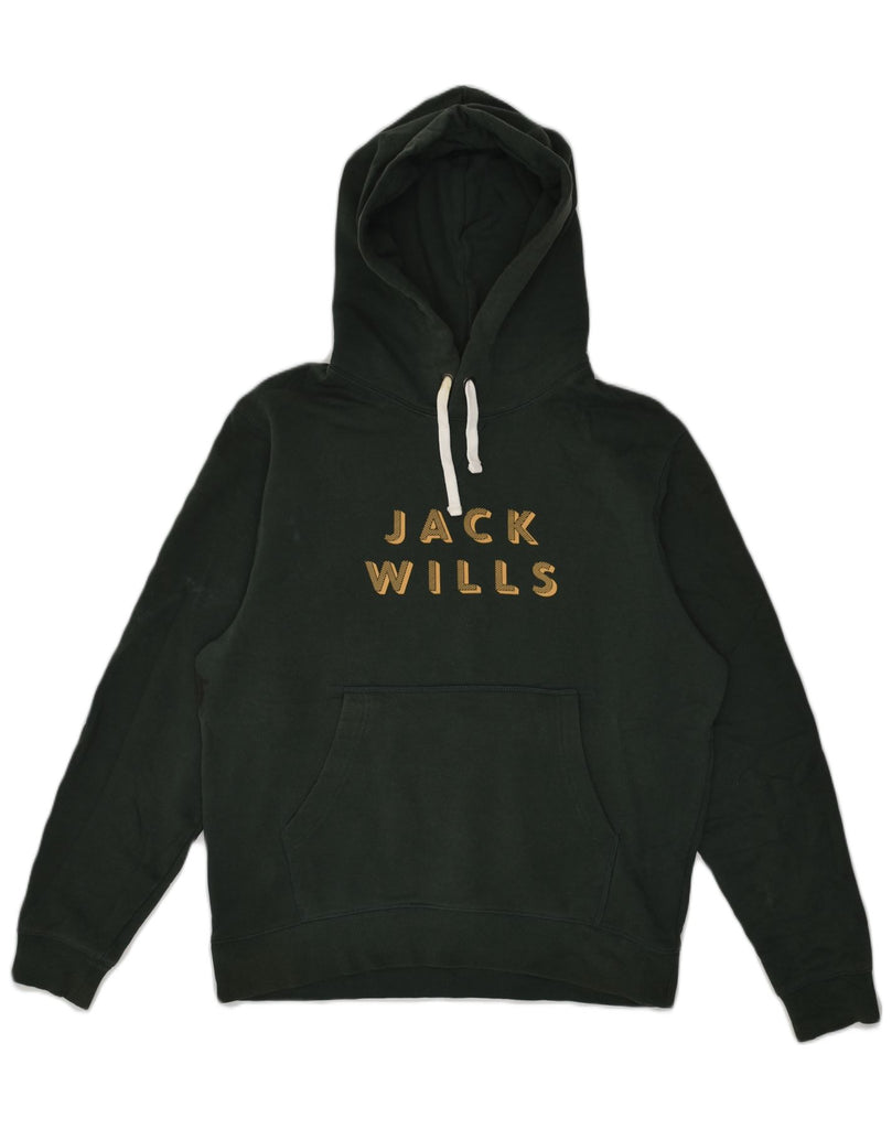 JACK WILLS Mens Graphic Hoodie Jumper Large Green Cotton | Vintage Jack Wills | Thrift | Second-Hand Jack Wills | Used Clothing | Messina Hembry 