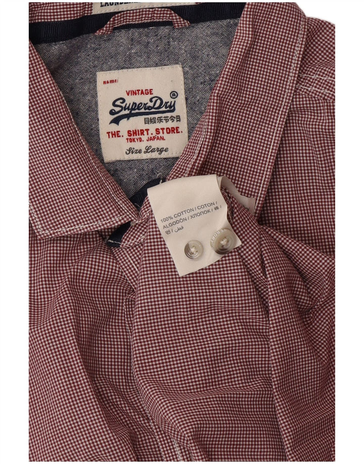 SUPERDRY Mens Shirt Large Red Gingham Cotton