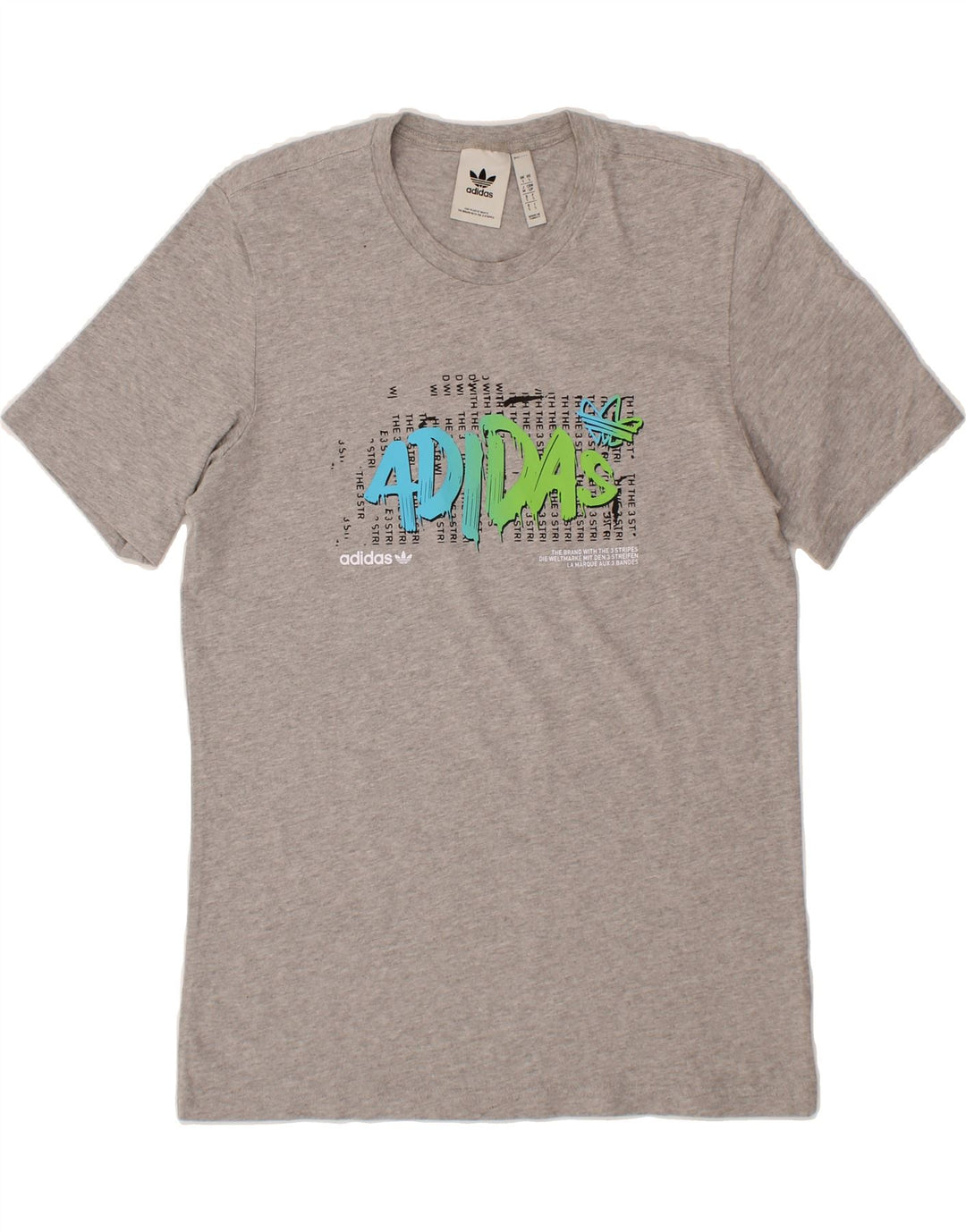 ADIDAS Mens Graphic T-Shirt Top Small Grey Cotton Vintage Adidas and Second-Hand Adidas from Messina Hembry 