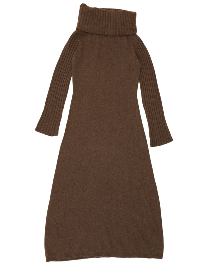 Stefanel Womens Roll Neck Jumper Dress UK 10 Small Brown