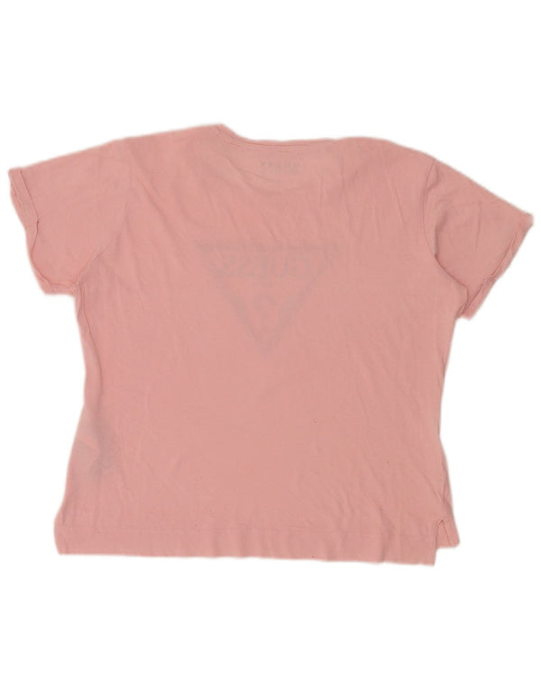 Guess Womens Oversized Graphic T-Shirt Top UK 8 Small Pink Cotton