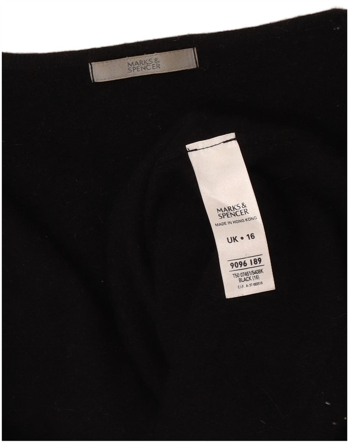 Marks & Spencer Womens Bolero Jumper UK 16 Large Black Spotted Wool