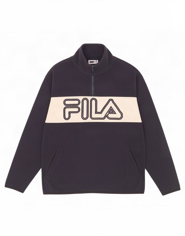 Fila Boys Graphic Fleece Jumper 13-14 Years Large Navy Blue Colourblock