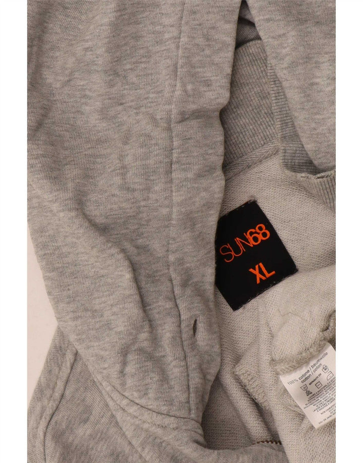 Sun68 Mens Zip Hoodie Sweater XL Grey Cotton