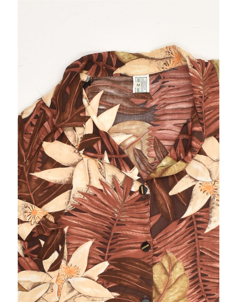 VINTAGE Womens Loose Fit Short Sleeve Shirt UK 14 Medium Brown Floral | Vintage Vintage | Thrift | Second-Hand Vintage | Used Clothing | Messina Hembry 