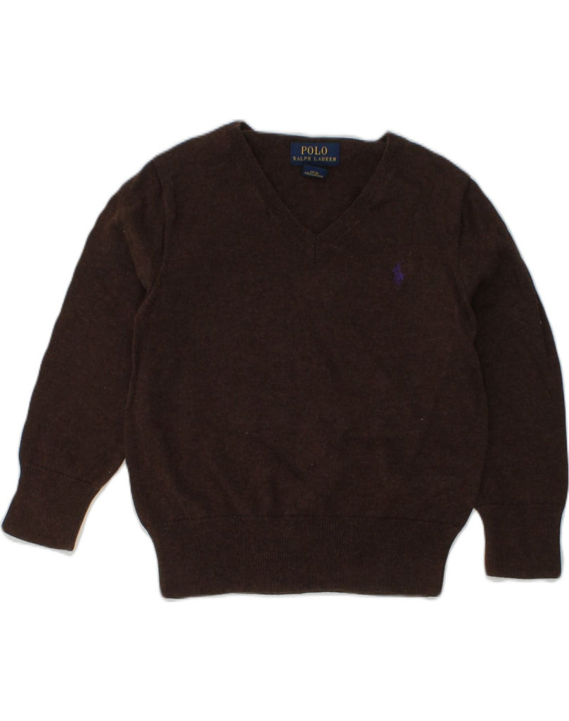 POLO RALPH LAUREN Boys V-Neck Jumper Sweater 2-3 Years Brown Cotton | Vintage Polo Ralph Lauren | Thrift | Second-Hand Polo Ralph Lauren | Used Clothing | Messina Hembry 