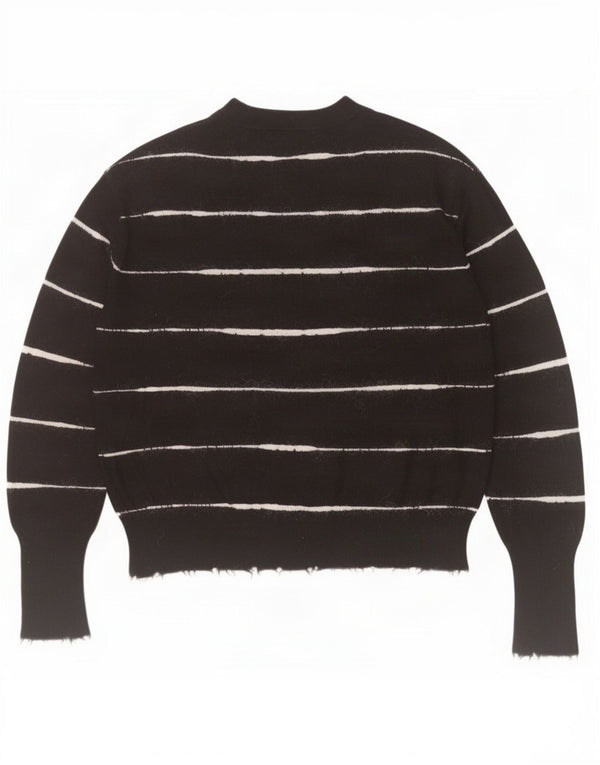 Zara Womens Oversized Crew Neck Jumper Sweater UK 10 Small Black Striped