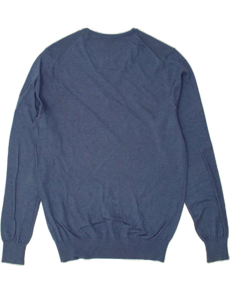 MASSIMO DUTTI Mens V-Neck Jumper Sweater Small Blue Cotton | Vintage Massimo Dutti | Thrift | Second-Hand Massimo Dutti | Used Clothing | Messina Hembry 