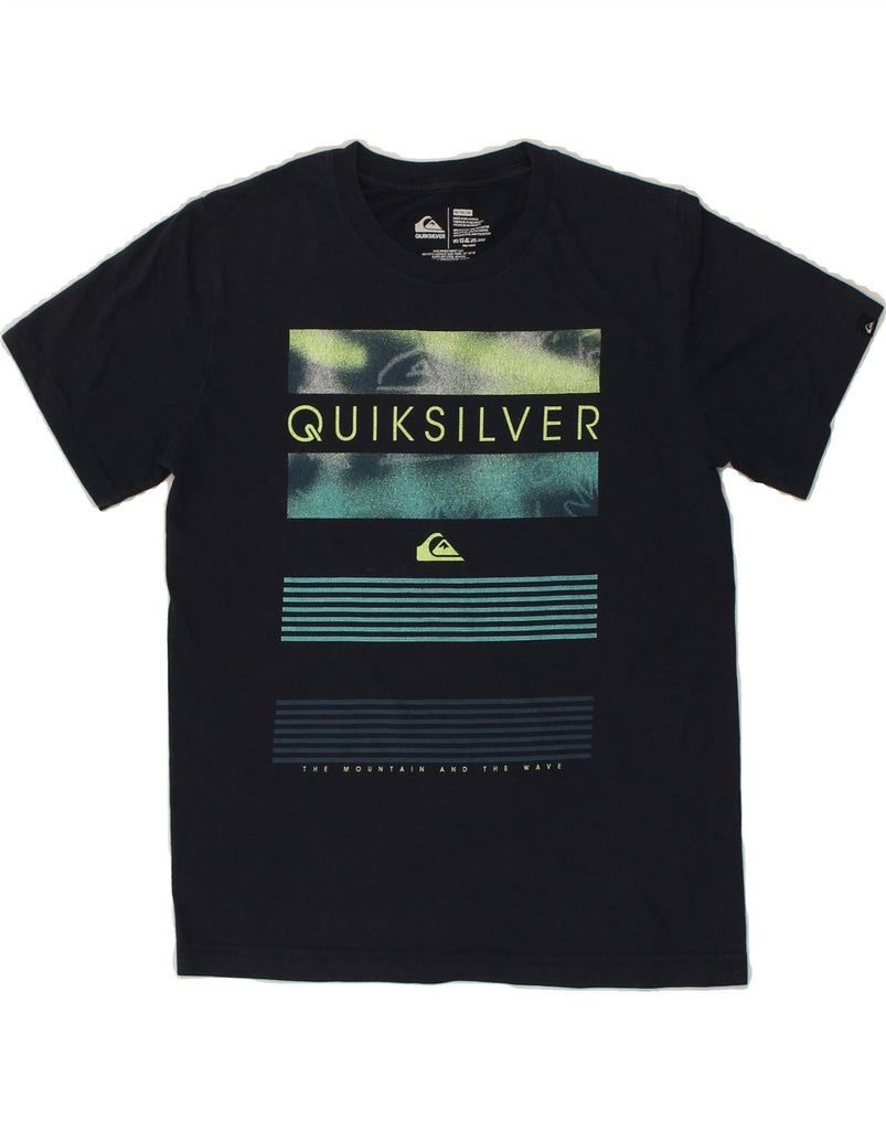 QUIKSILVER Womens Graphic T-Shirt Top UK 12 Medium Navy Blue Cotton | Vintage Quiksilver | Thrift | Second-Hand Quiksilver | Used Clothing | Messina Hembry 