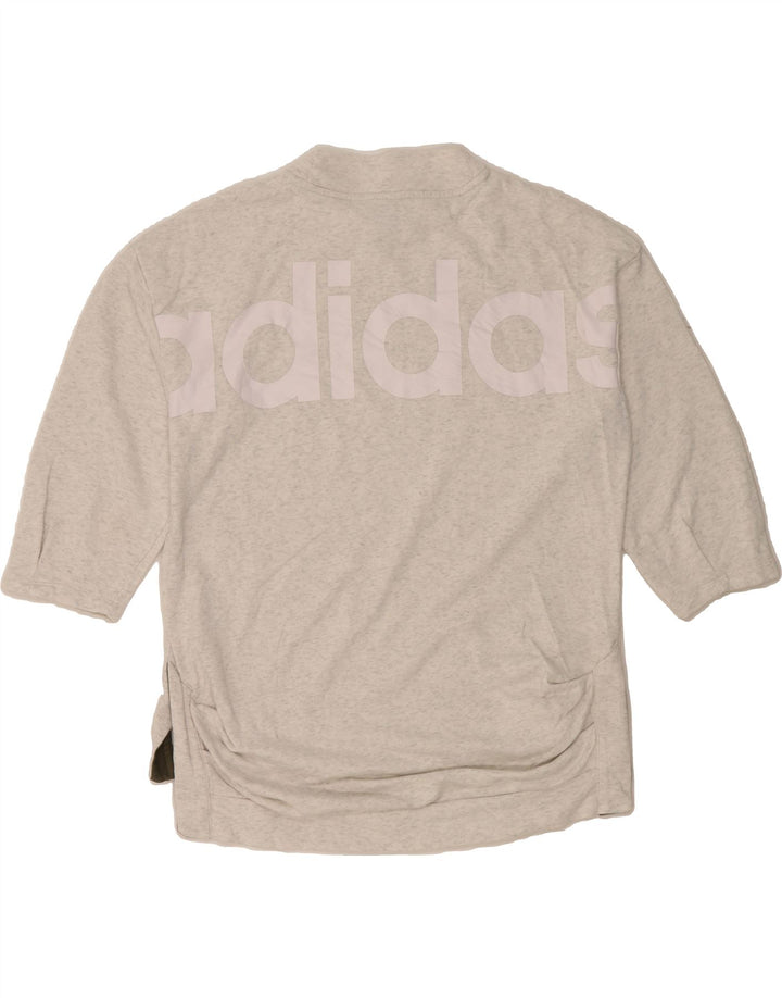 ADIDAS Womens Oversized Graphic Sweatshirt Jumper UK 12 Medium Grey Vintage Adidas and Second-Hand Adidas from Messina Hembry 