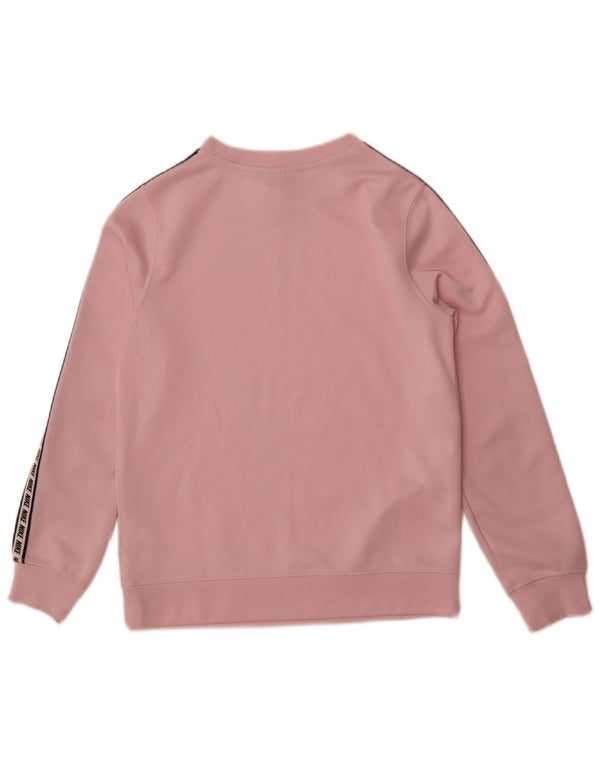 Nike Girls Graphic Sweatshirt Jumper 10-11 Years Medium Pink Polyester