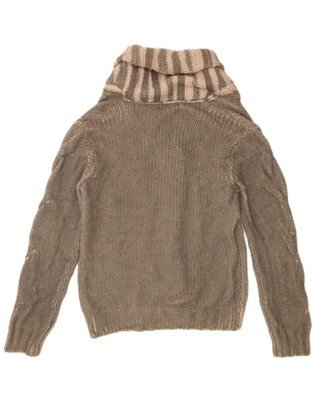 Zara Mens Cardigan Sweater Large Green Striped Acrylic