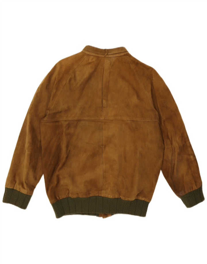 Vintage Mens Suede Jacket UK 36 Small Brown Colourblock
