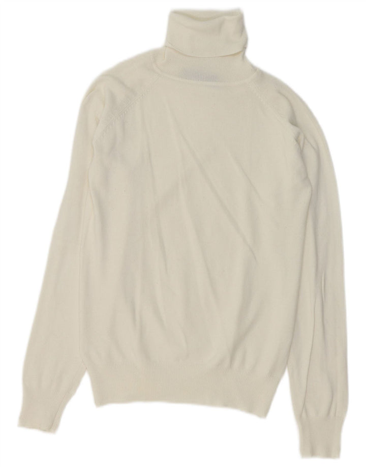 Zara Womens Roll Neck Jumper Sweater UK 10 Small White Cotton