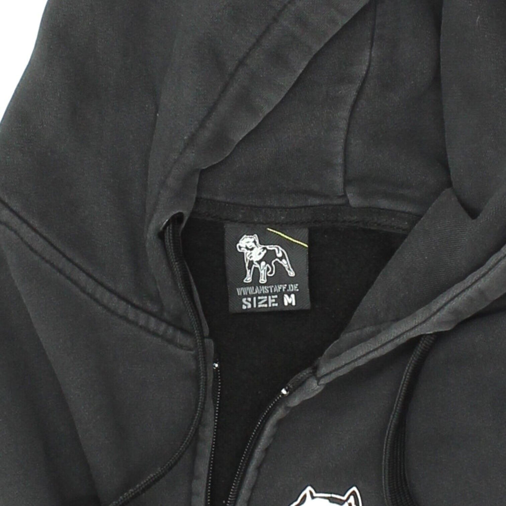 Amstaff Mens Black Full Zip Hoodie | Streetwear American Staffordshire Logo | Vintage Messina Hembry | Thrift | Second-Hand Messina Hembry | Used Clothing | Messina Hembry 