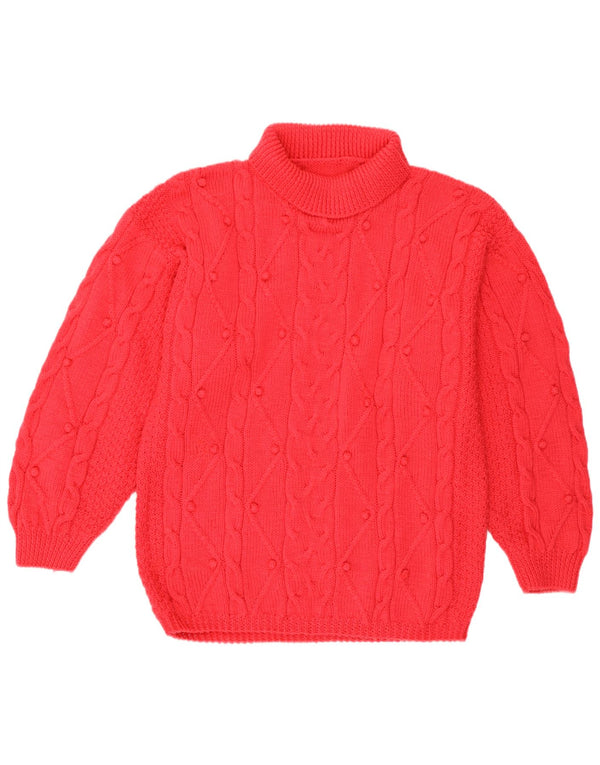 Vintage Womens Roll Neck Jumper Sweater UK 18 XL Pink