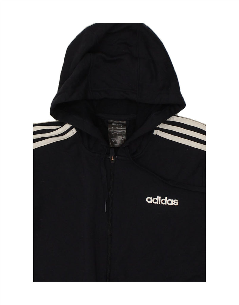 ADIDAS Mens Zip Hoodie Sweater Small Navy Blue Polyester | Vintage Adidas | Thrift | Second-Hand Adidas | Used Clothing | Messina Hembry 