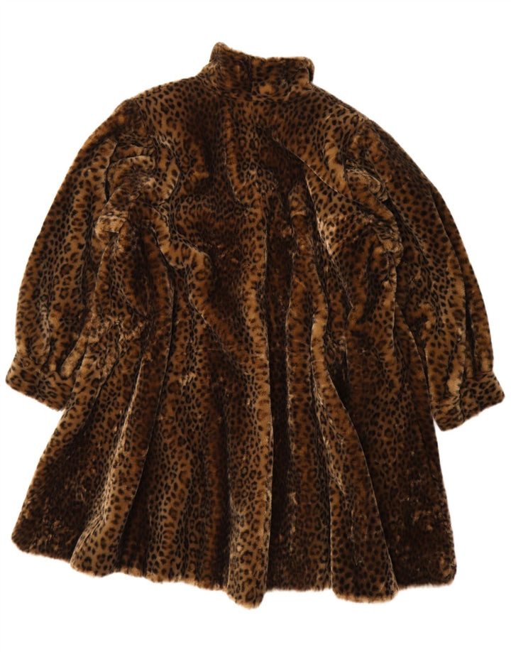Michel Alexis Womens Oversized Overcoat EU 38 Medium Brown Animal Print