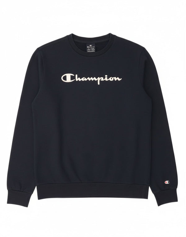 Champion Boys Graphic Sweatshirt Jumper 15-16 Years 2XL Navy Blue Cotton